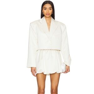 NEW WITH TAGS: We Wore What Cropped Satin Blazer & Bubble Mini Skirt in Ivory